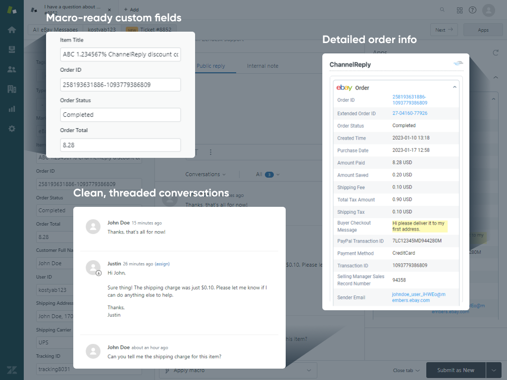 ChannelReply dashboard view — Agent Productivity app on the Zendesk Marketplace