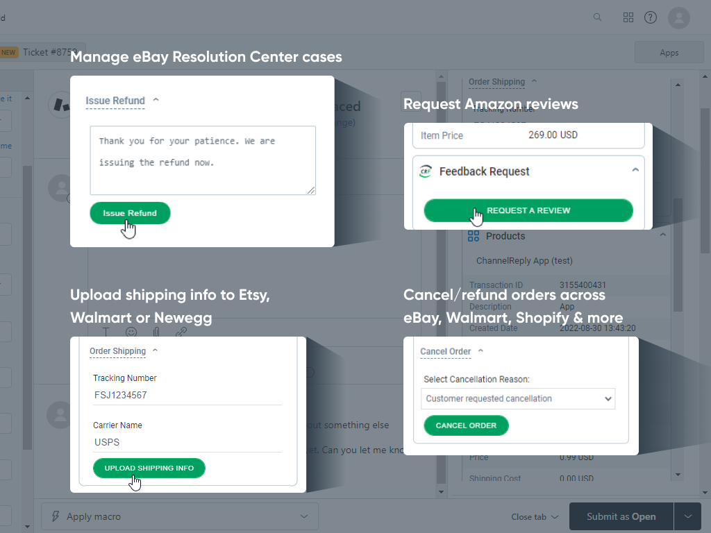 ChannelReply feature detail — Agent Productivity app on the Zendesk Marketplace